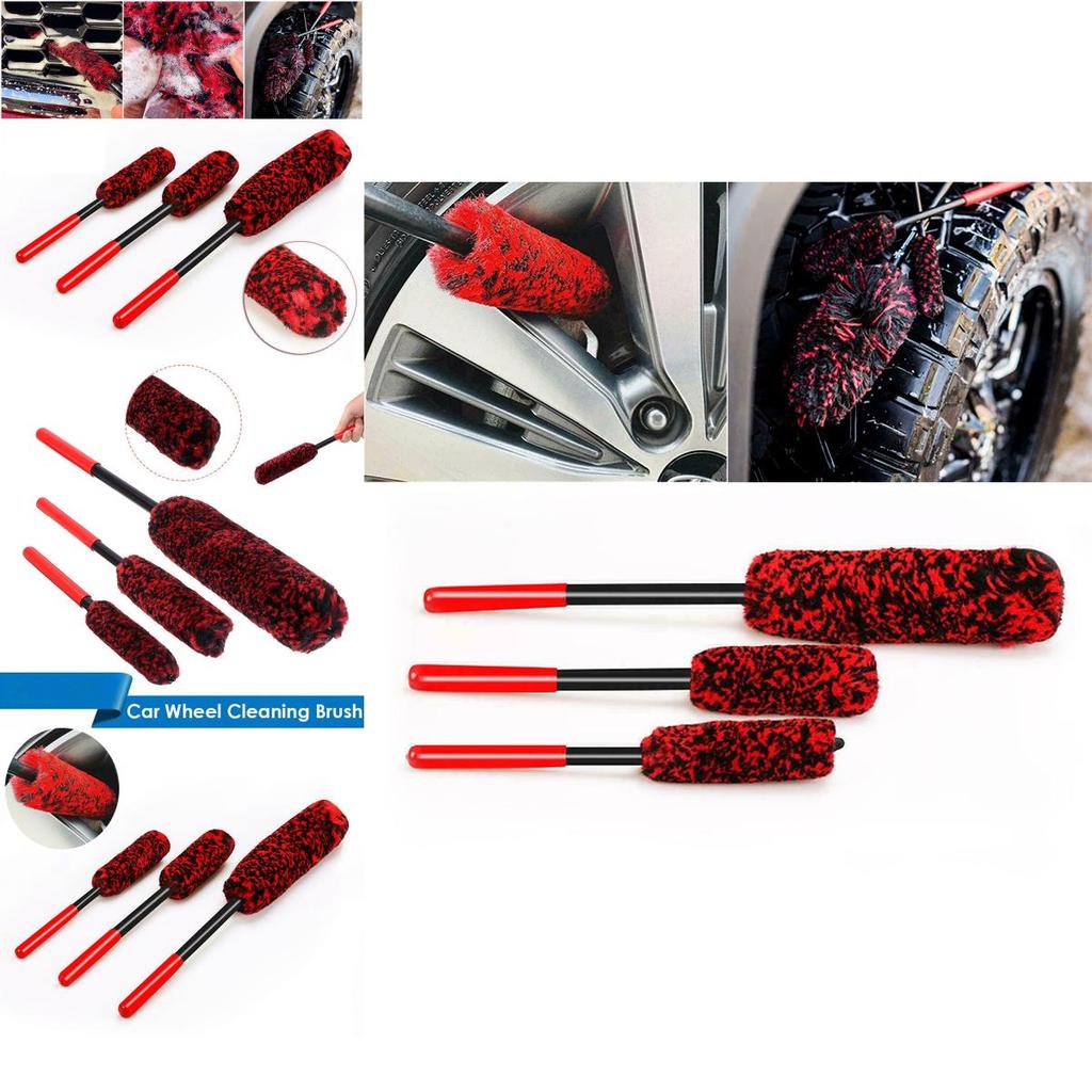 3pcs Luxury Super Plush Soft Car Rim Cleaning Brush Tool Kit High Quality