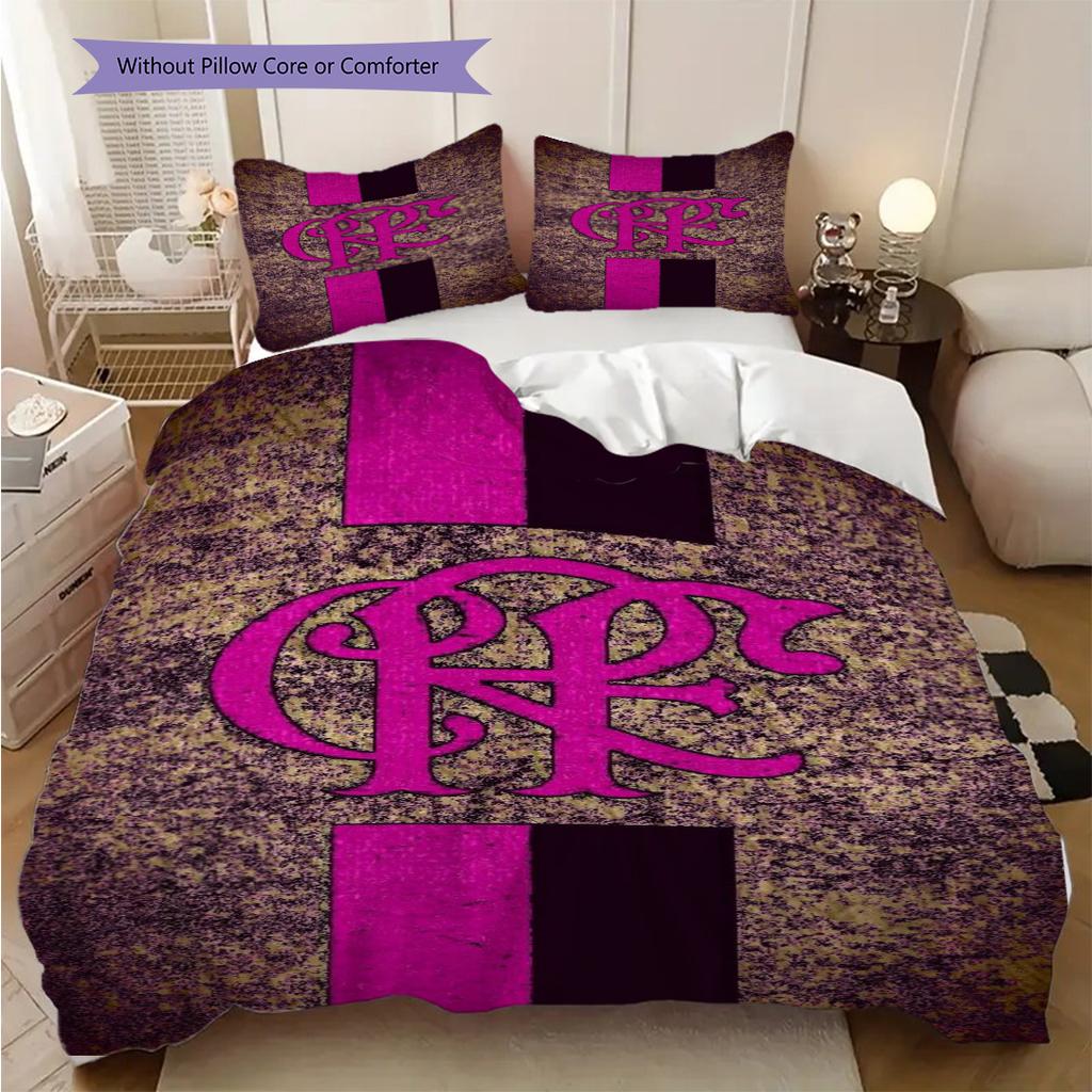 Dynamic Cr Logo Illumination Bedding (1 * duvet cover + 2 * pillowcase, without core) 2D Flat Christmas birthday gift Soft and comfortable Bedding set