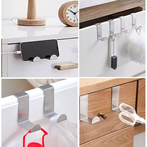 SZSL Door Hooks, Set of 7, Z-Shaped, Fits Doors 2.0cm/4cm Wide, Stainless Steel Door Hangers, Hooks, Hanger Holders for Doors, Doors, and Drawers, Eas