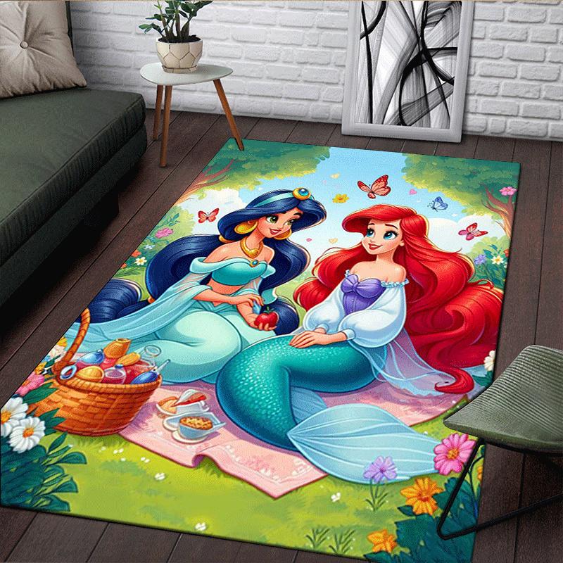 1pc Princess Pattern Area Rug Soft Flannel Floor Mat for Living Room,Office,Bedroom and Carpet