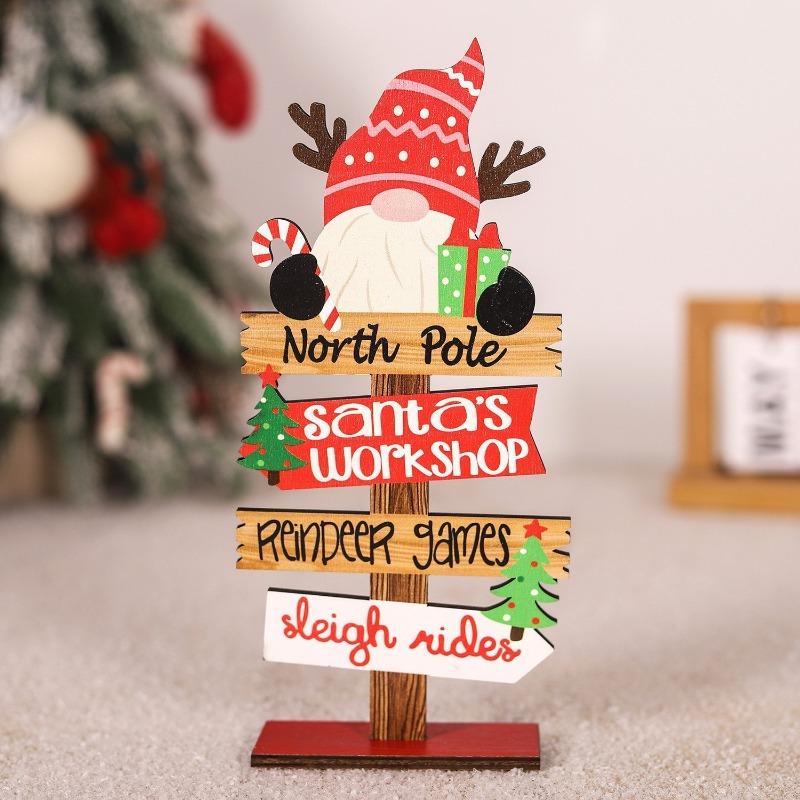 Hot sale new Christmas decoration wooden letter desktop decoration old man snowman elk wooden ornament