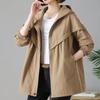 trench coat women's spring and autumn Korean version casual versatile large size loose hooded medium and long jacket women's clothing