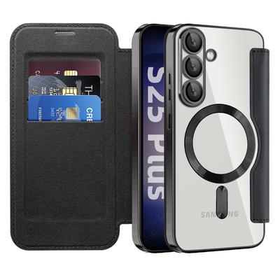 For Samsung Galaxy S25+ Case Compatible with MagSafe Rhombus PU Leather Phone Cover
