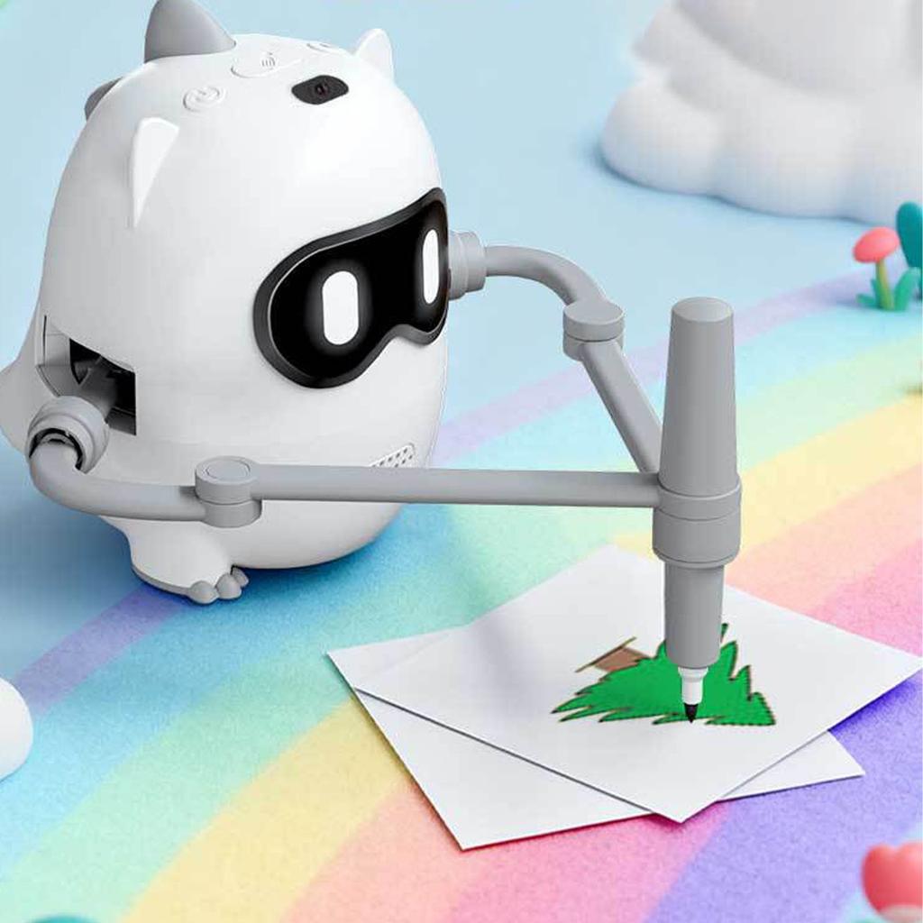 Zeichenroboter für Kinder – interaktives Lernspielzeug zum Malen mit 100 Wortkarten, 12 Farbstiften und 10 schwarzen Stiften