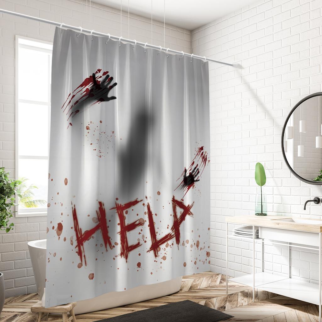 1 Piece 180X180Cm Abstract Human Lifesaving Halloween Themed Shower Curtain Partition Bathroom Waterproof And Mildew Proof
