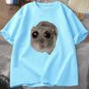 Sad Hamster T Shirt Funny Cute Cat Hamster Meme Trend Tshirt for Unisex WOMEN Cotton Tshirt Summer Short Sleeve Unisex Tee tops