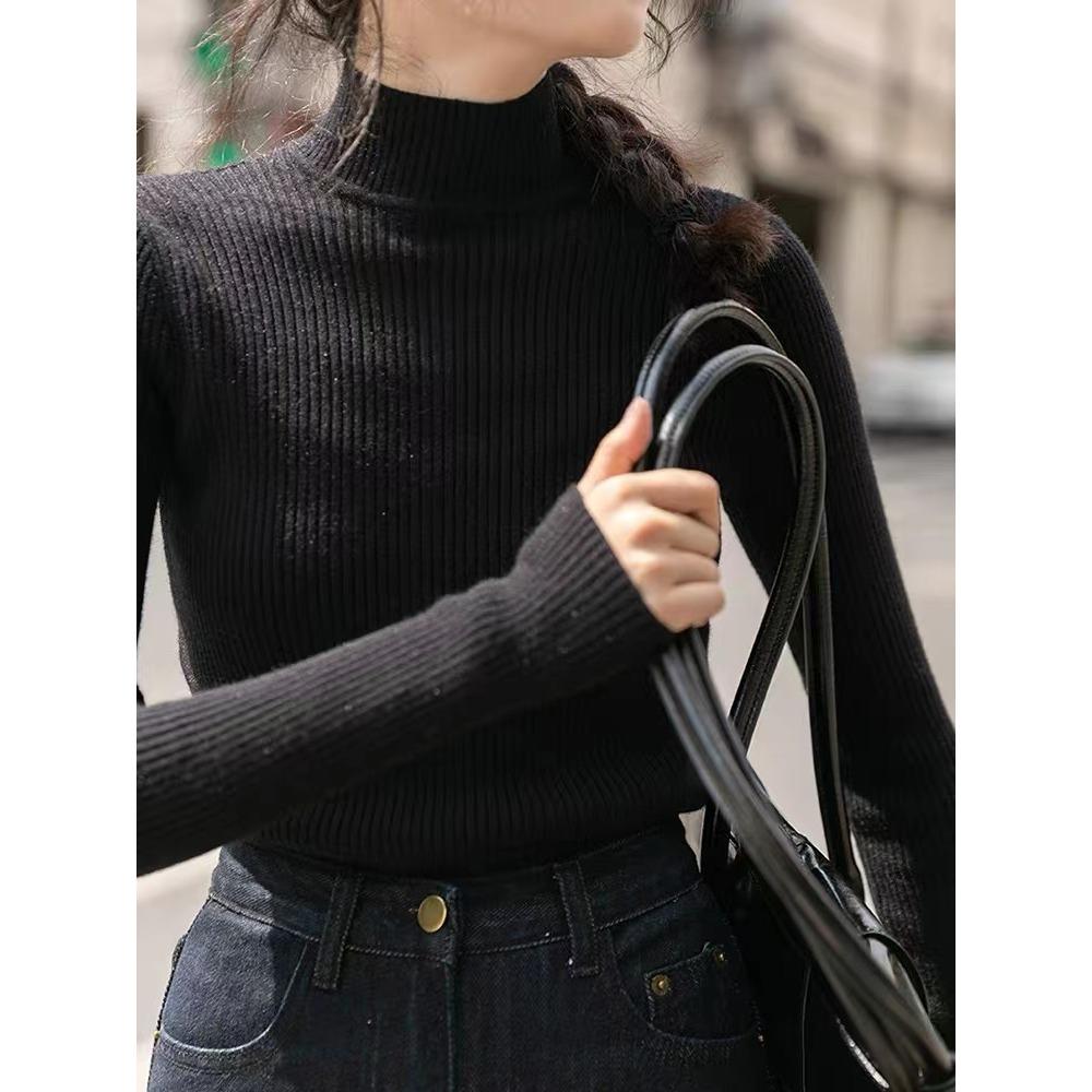 This Is A New, Stylish and Versatile Women's Autumn and Winter Sweater with A Semi-high Collar. It's A Long-sleeved Top