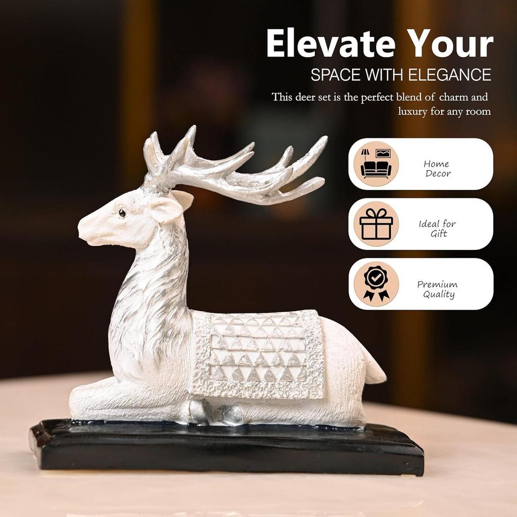 Classic Deer Showpiece: Add a Sense of Tranquil Elegance and Natural Beauty to Your Living Room, Office, or Tabletop with This Timeless Décor Piece