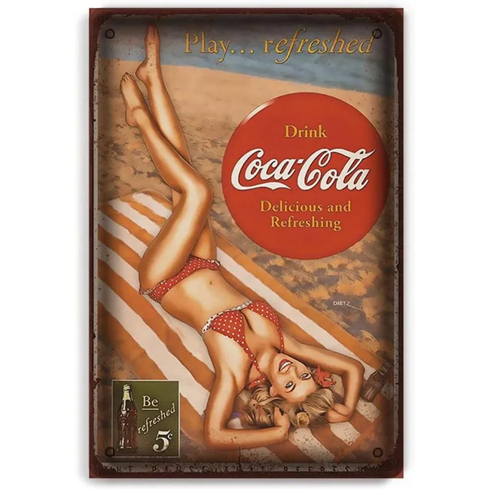 VintageDecor Retro Enjoy Cola Blechschilder - Vintage Poster für Spielzimmer Man Cave Bar - Schöne Wandkunst Geschenk für Garage