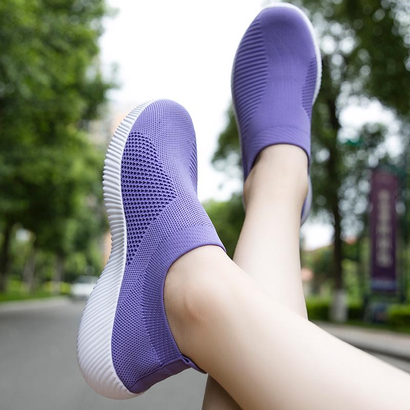 Dames Outdoor Antislip Grote Maat Flyknit Ademend Lichtgewicht Fitness Sneakers