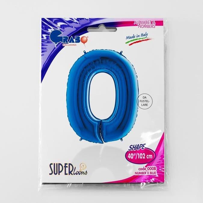 Balon Foliowy Cyfra 0 Niebieska - 102 Cm Grabo