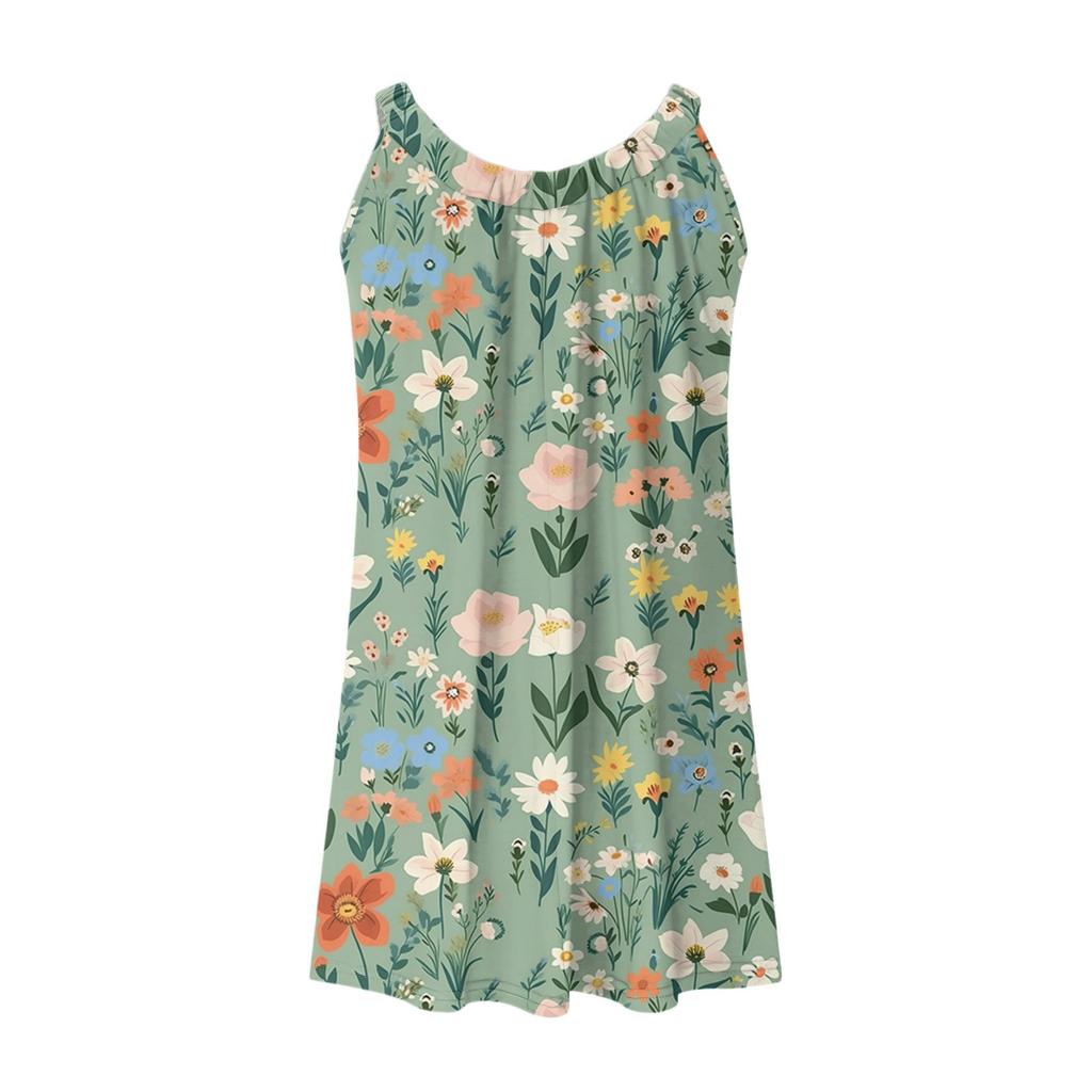 Abito da sole estivo da donna senza maniche con scollo a U, vestito canotta da spiaggia