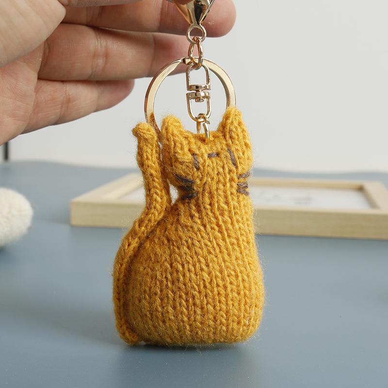 Funny Kitten Doll Crochet Keyrings Handmaking Crochet Cat Doll Keychain For Bag Pendant Kawaii Kitten Keychain Creative Gifts