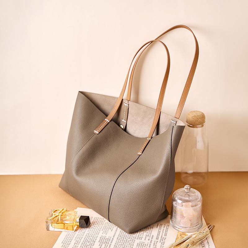 Cowhide Tote Bag Luxury Designer Genuine Leather Women's Bag Fashion Large Capacity Removable Women Shoulder Bags