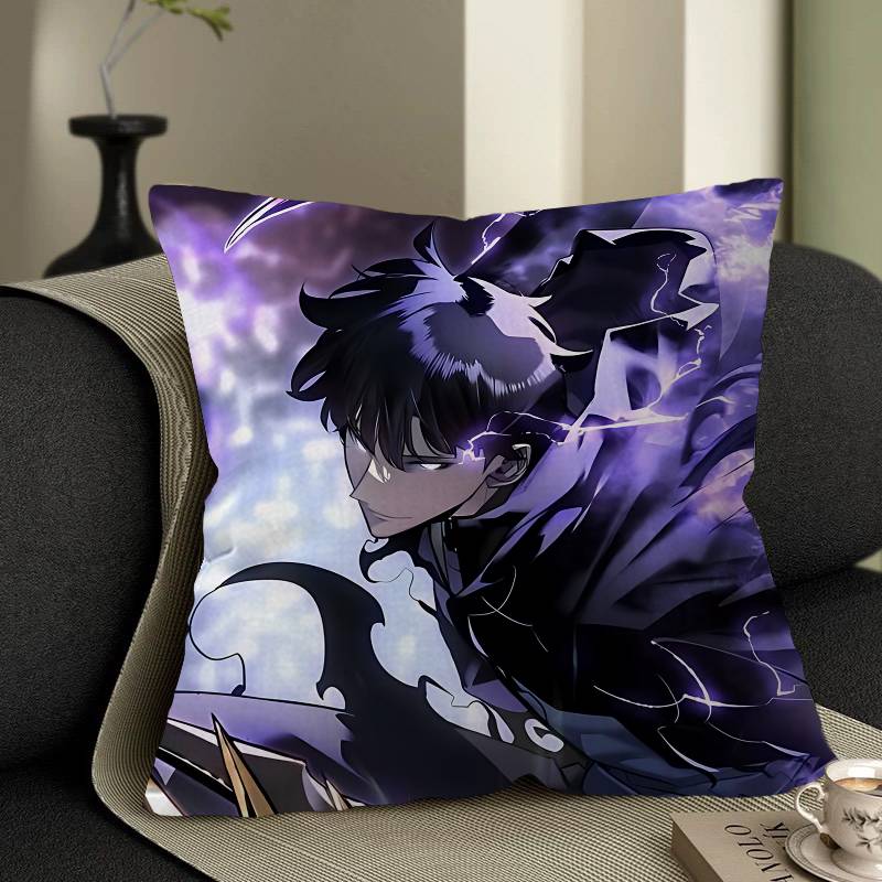Anime Solo Cartoon Leveling Pillow Gift Home Office Decoration Bedroom Sofa Car Cushion Cover Case 45x45
