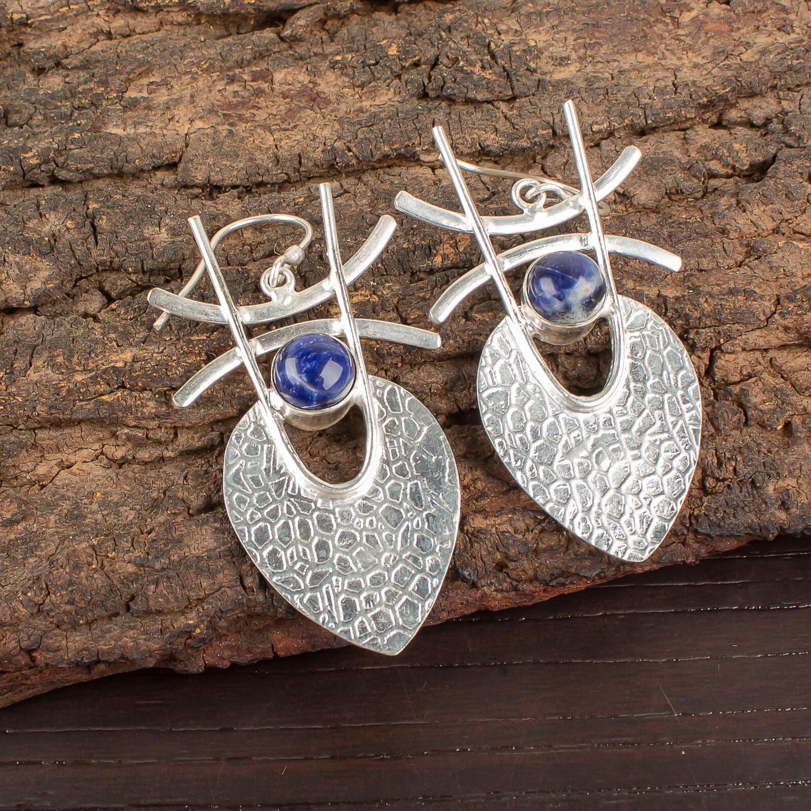 

Natural Sodalite Gemstone 925 Sterling Silver Jewelry Handmade Earrings 1.78 EE-64-18