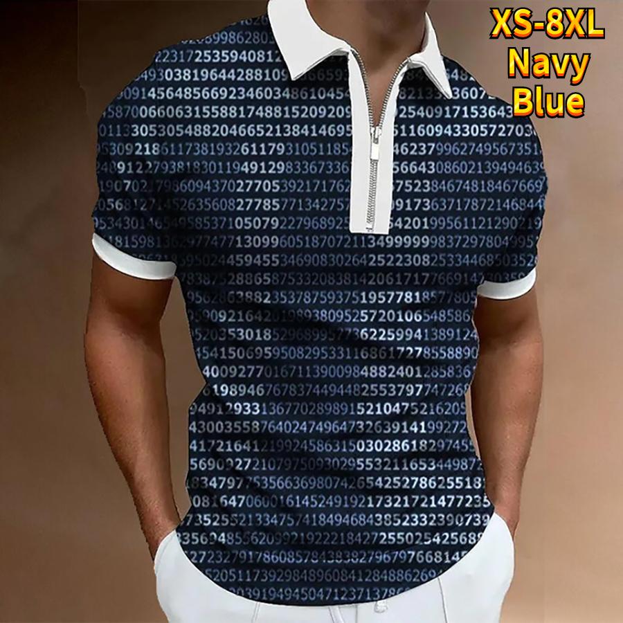 Casual Lapel T-shirt Young Men's Fashion Zipper T-shirt Short Sleeve T-shirt Men's 3D Red Pattern Print T Shirt