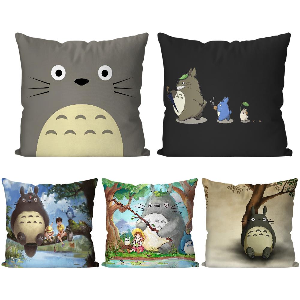 Exquisite Ornaments Unisex 1Pc Cartoon T-Totoro Pillow Case Square Pillow Bedroom Sofa Leisure Comfort Cushion Car Living Room Home Decor 40X40