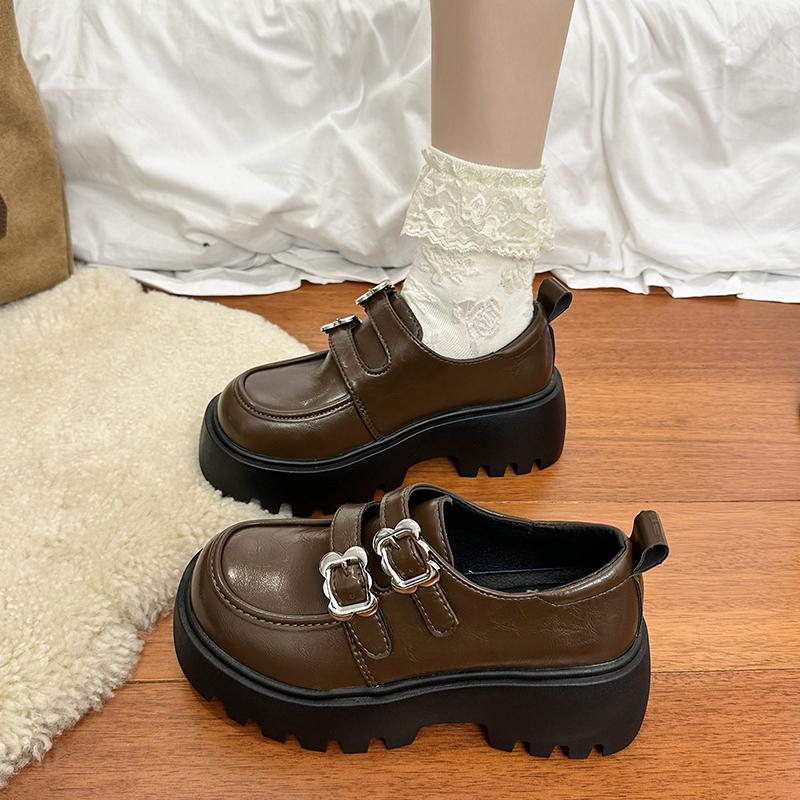 Fashion Winter Shoes Women All-Match Autumn Black Flats Loafers with Fur Clogs Platform Oxfords British Style Fall Slip-on Leat