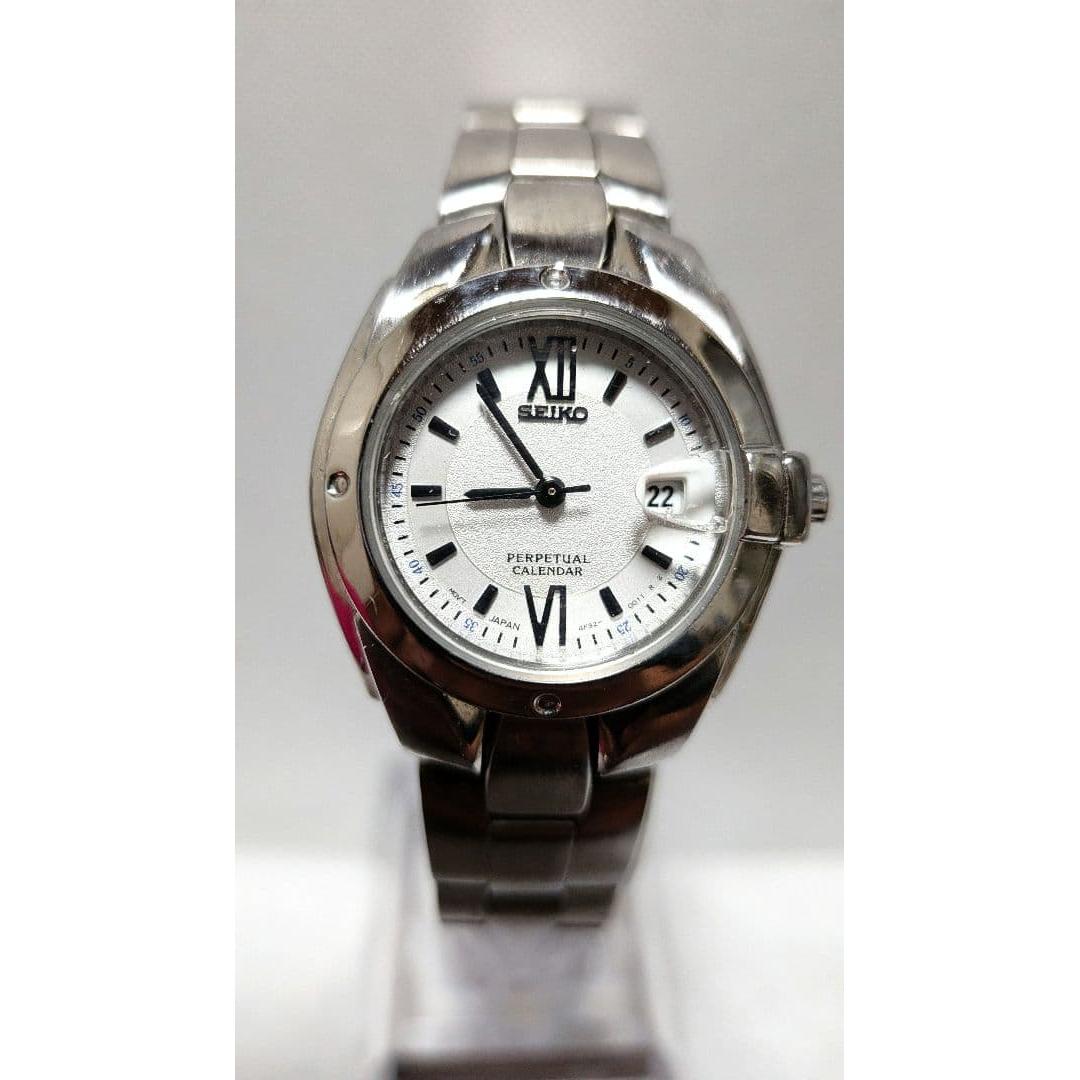 Used SEIKO Perpetual Calendar 4F32-0019 Working Rare Rare