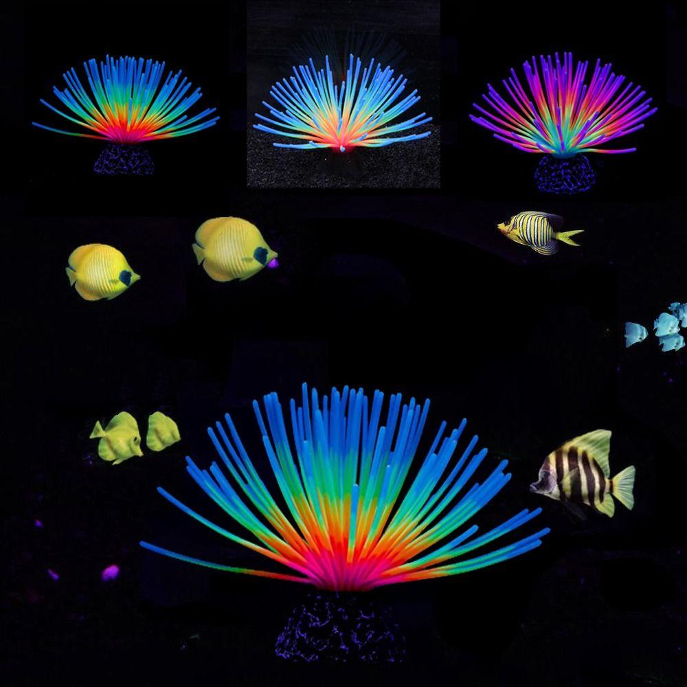 Fake Luminous Sea Urchin Fluorescent Luminous Soft Coral Coral Ornament Sea Urchin Bulb Aquarium