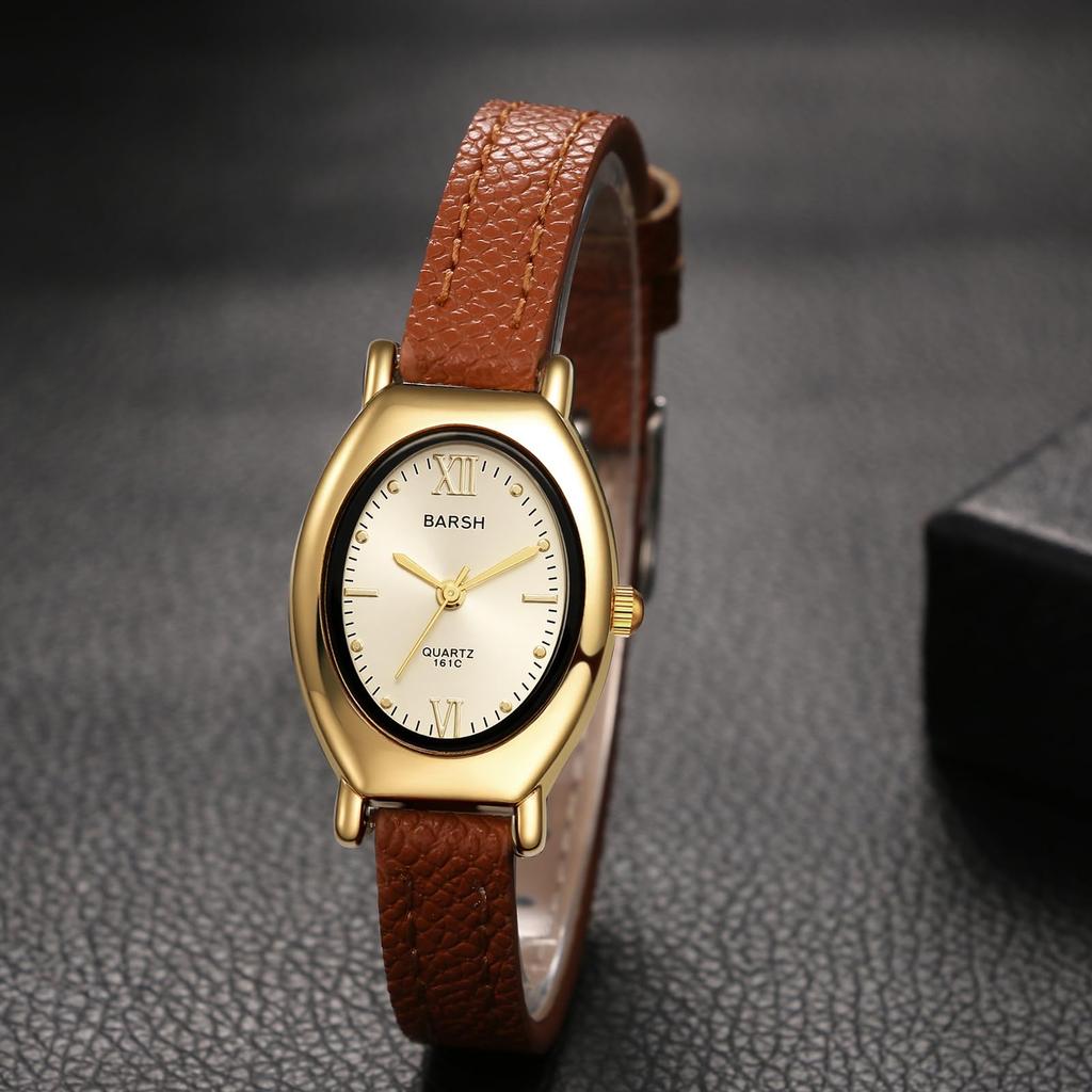 Women's Watch Leather Strap Waterproof Bracelet Roman Numerals Analog Display Antique Fashionable Quartz Casual Business Fashion Accessory -