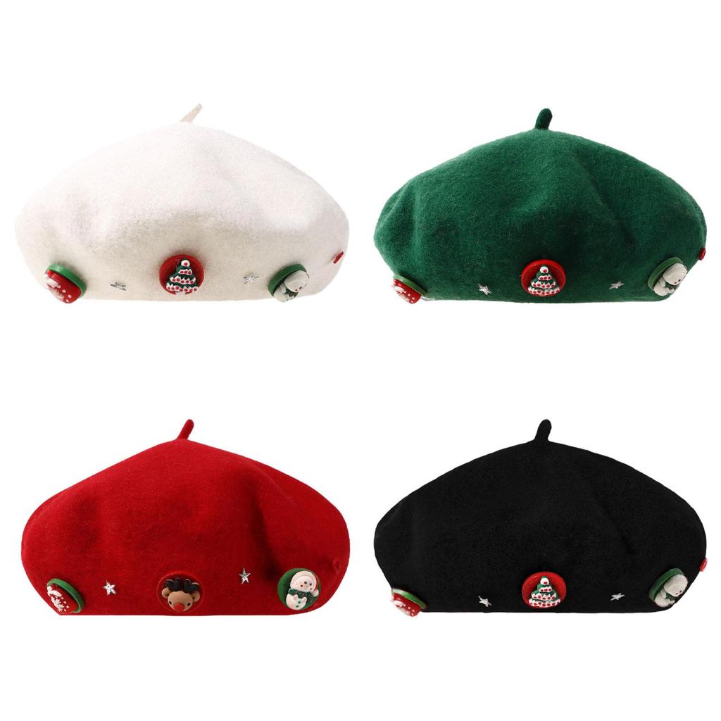 Christmas Beret Cap Women Men Beanie Beret for Holiday Birthday Gift Party