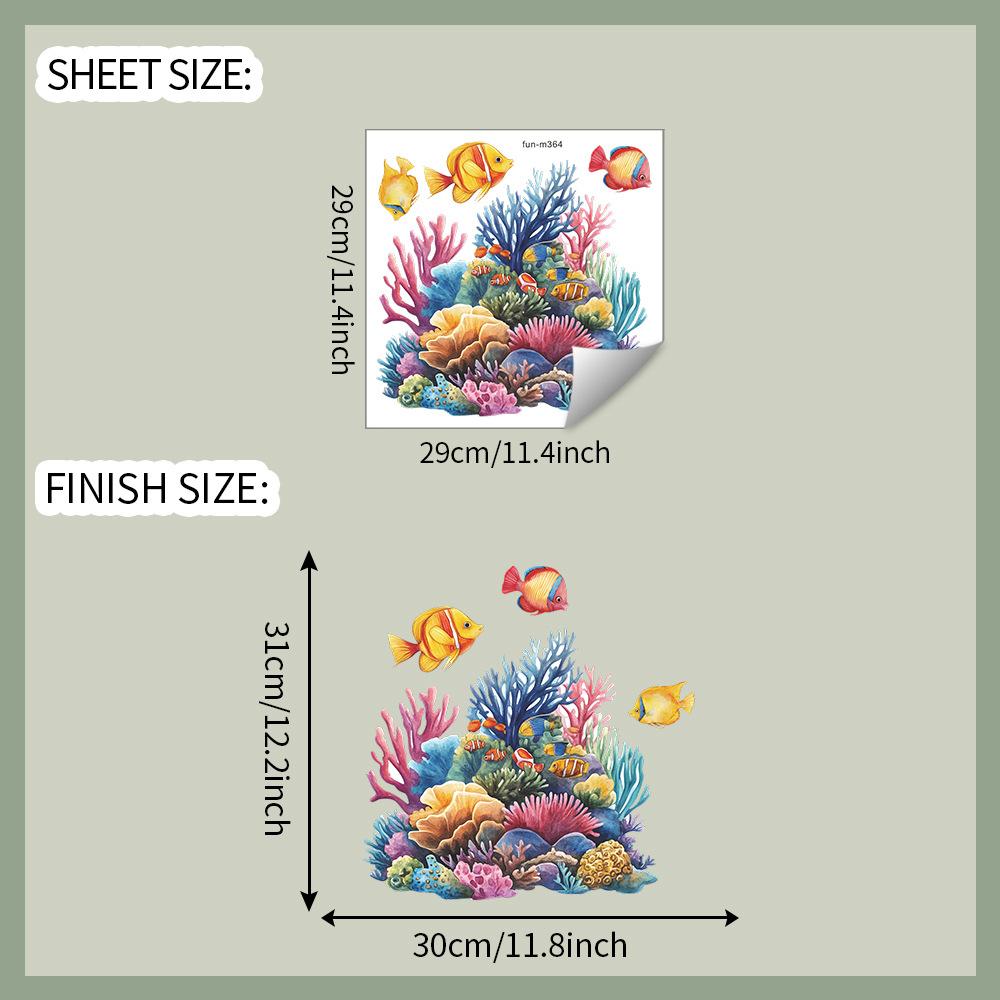 Underwater World Coral Fish Toilet Bathroom  Home Beautification Decoration Stickers
