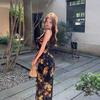 Sweet and Spicy Retro Slim-fitting Split-ended Waist-wrapped Hip Skirt Women's Temperament Long Dress Ruffle Edge Floral Suspender Dress