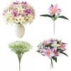 Lily and Baby's Breath Artificial Bouquet - Decorative Faux Flowers Arrangement