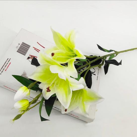 1 Pc Fadeless Fake Flower 6 Heads Plastic Photography Props Artificial Lily Flower Table Decor