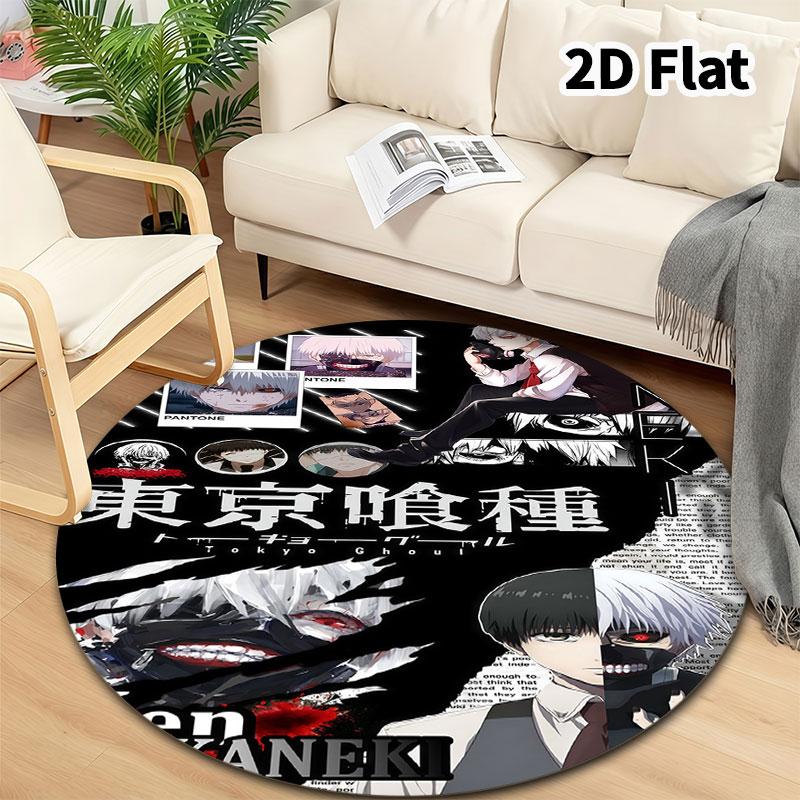 Tokyo Ghoul Runder Teppich Teppich für Wohnzimmer Schlafzimmer Sofa Spielzimmer Dekor Rutschfeste Bodenmatte
