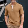 Men's Summer Solid Color Casual T-shirt Sports Breathable Zipper Collar Top