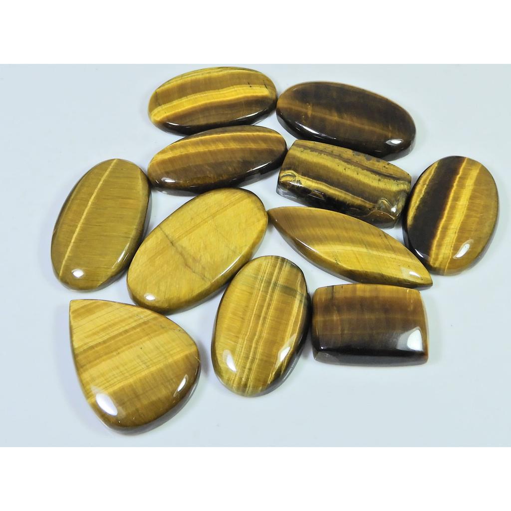 11Pcs Natural Brown Tiger eye Mix Shape Cabochon Loose Gemstone 279Cts. Lot C-2479