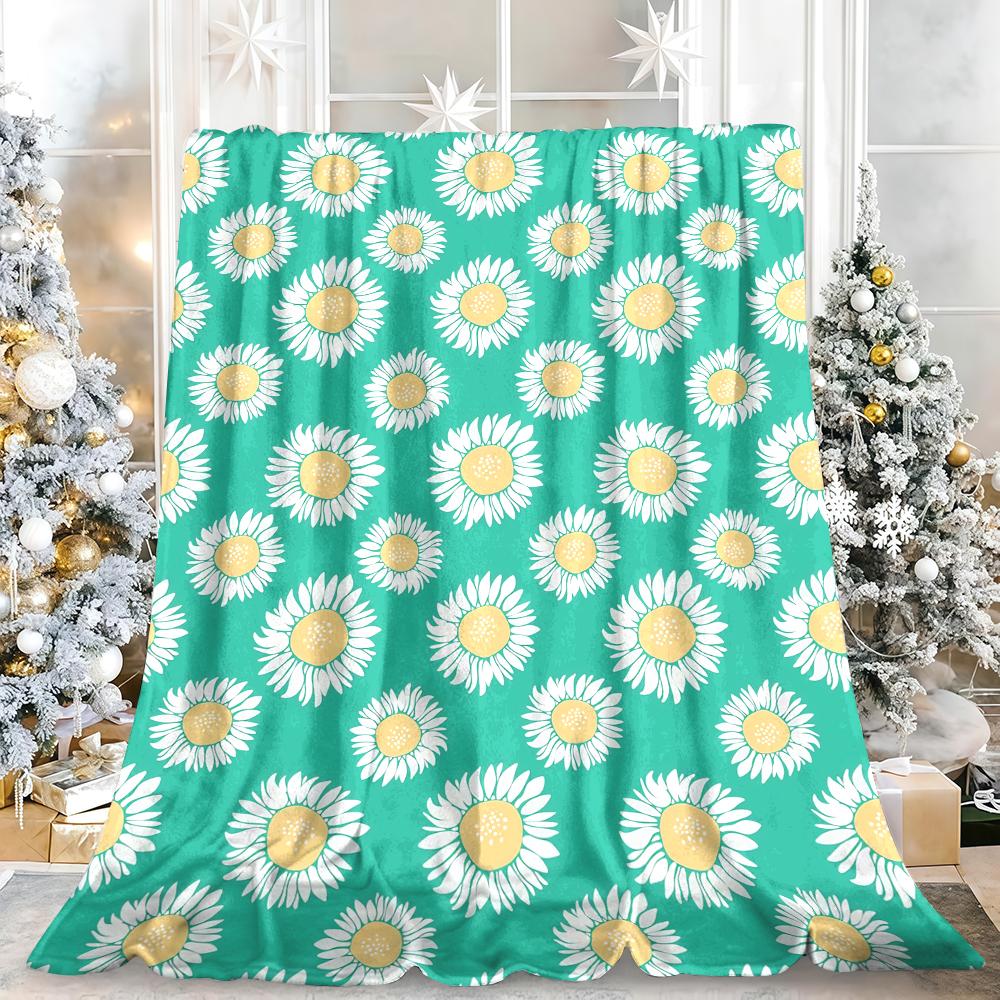 Turquoise Floral Print Premium Thanksgiving Microfiber Fuzzy Blanket Perfect For Family Gatherings Holiday Movie Nights