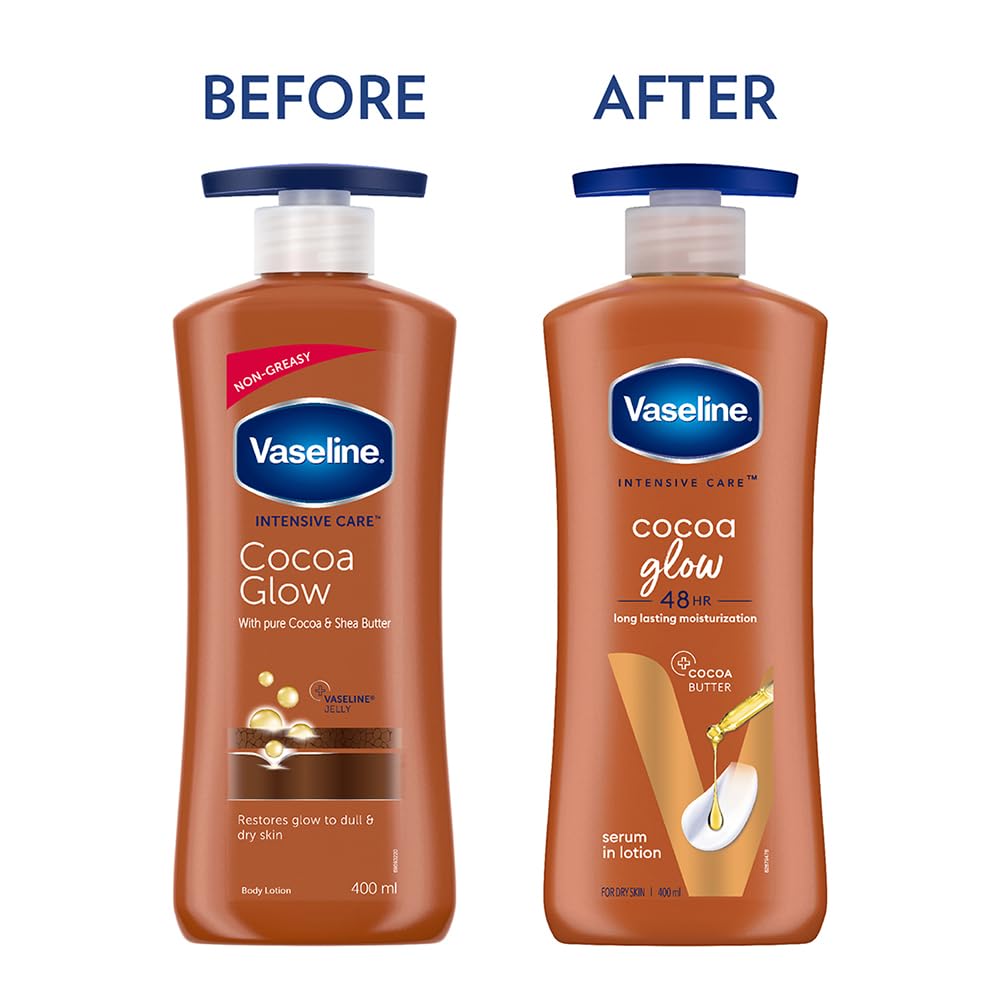 Vaseline Cocoa Glow Serum In Lotion 400 ml Body Moisturizer For Dry Skin Soft Smooth Radiant Finish