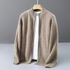 Cardigan Jacquard in 100% Lana Pura da Uomo, Collo Alto Business Casual, Chiusura con Zip, Top Versatile dalla Vestibilità Larga