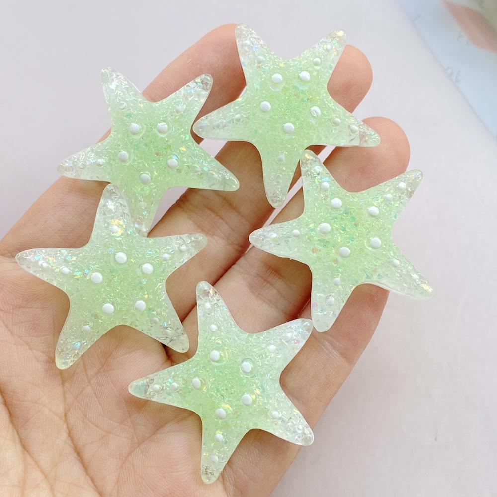 6Pcs New Cute Resin Cartoon Colorful Starfish Series Flat Back Parts Embellishments For Hair Bows Accessories