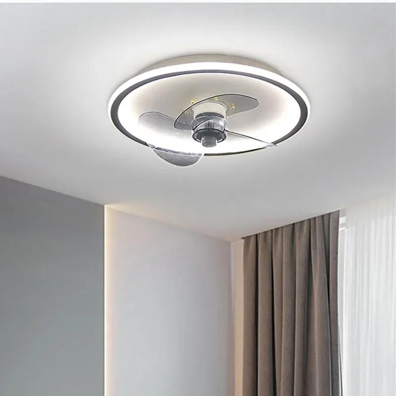Nordic Modern Ceiling Fan Light Intelligent Remote Control Frequency Conversion Wind Fan-lamp Bedroom Parlor Kitchen Restaurant
