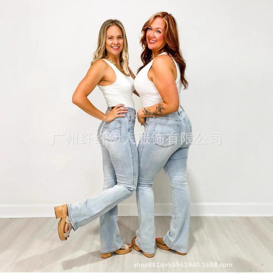 Women s Washed Stretch Denim Jeans 3XL