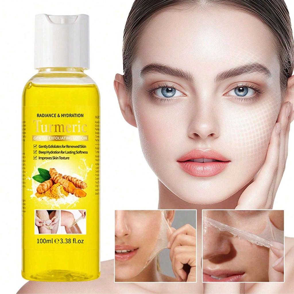 1 Bottle Turmeric Exfoliating Liquid, Gentle Body, Face & Knee Exfoliator, Skin Brightening Essence
