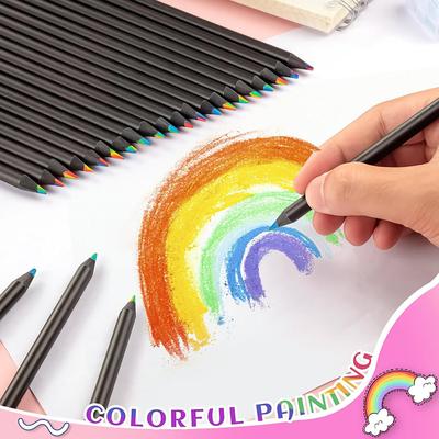 16 Kleurpotloden in Zeven Kleuren, Eén Kleurrijk Potlood, Regenboog Pen, Kleurverloop Menging, Doe-het-zelf Kleurpotloden voor Kinderen om te Schilderen