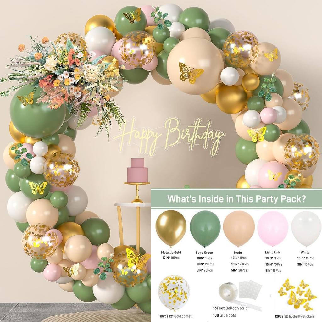 Jungle Green Birthday Arrangement Balloon Chain Package Festive Wreath Arch Party Decoration