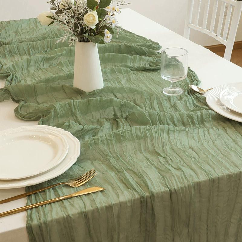 20Pcs Grey Blue Table Runner 40x275cm Gauze Table Runner for Wedding Reception Sheer Bridal Birthday Party Table Decoration