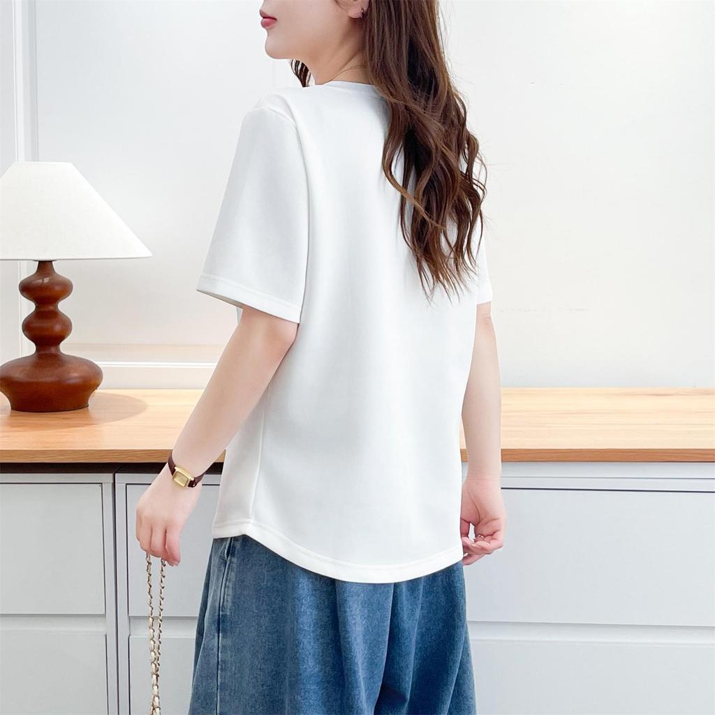 Plus Size 2026 Summer Short Sleeve Print T-shirt for Women