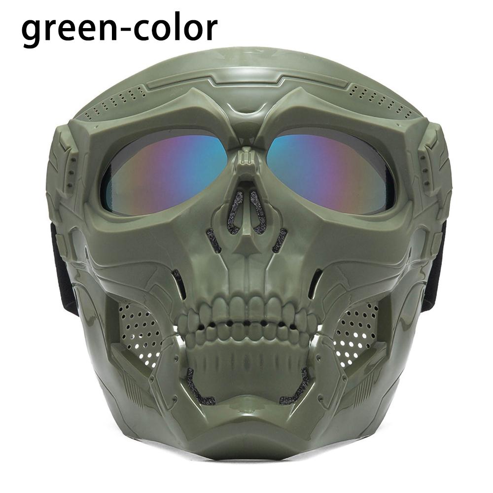 Cycling Colored Goggle Motorcycle Skull Skeleton Mask Windproof Full Face Mask Paintball Game Tactical Protection Helmet Mask