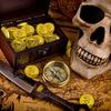 20/100pcs Plastic Skull Pirate Gold Coins Fake Treasure Game Coins for Halloween Birthday Party Decorations Kids Favors Supplies