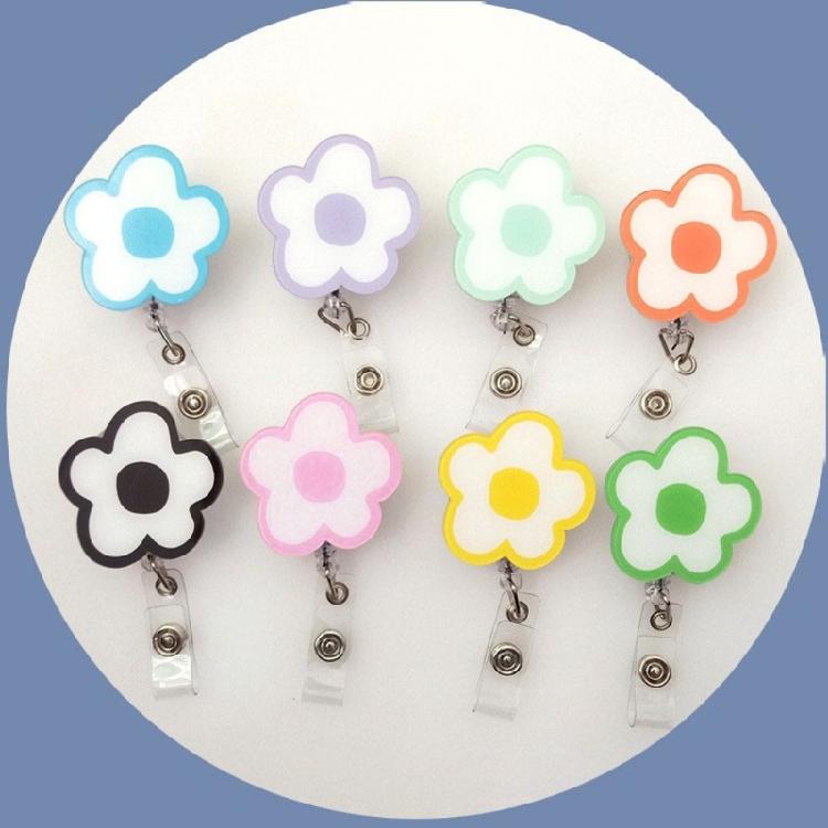 Flexible Rotating Card Holder With Vibrant Fashionable Petal Design Acrylic Construction And Adjustable Cord Length