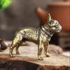 Enfeites de Mesa de Cobre Miniaturas de Bulldog Estatuetas Artesanais Retrô Latão Animal Animal de Estimação Cão Estátua Decorações de Casa Acessórios Artesanato