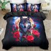 2/ 3pcs Duvet Cover Set, Soft And Comfortable, Red Rose Wolf Duvet Cover Set Bedding Set, 3d Animal Wolf Print Duvet Cover